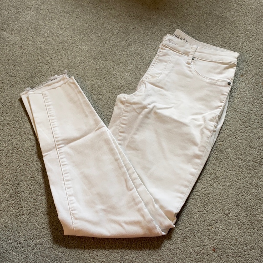 articles of society white skinny raw hem jeans